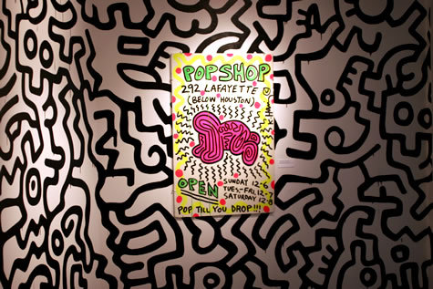 Keith Haring visiting his Pop Shop on Lafayette Street September